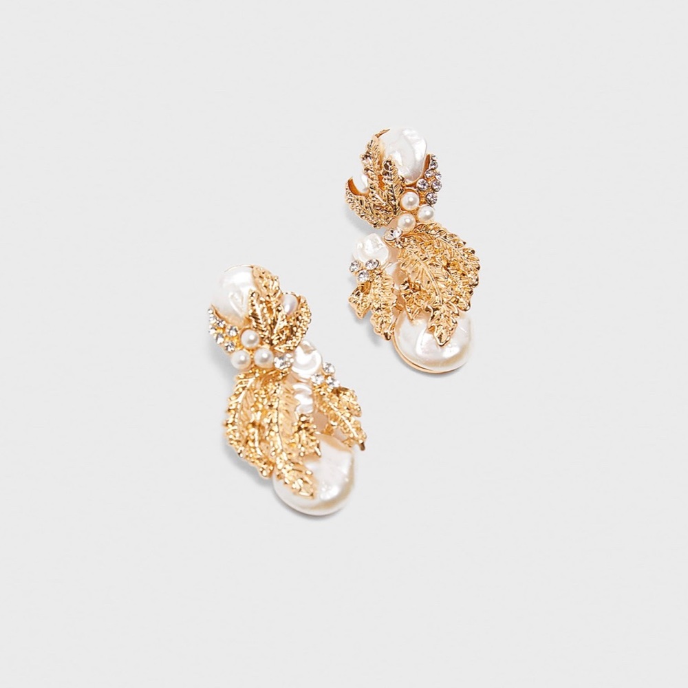 ZARA Faux Pearl Bejewelled Earrings